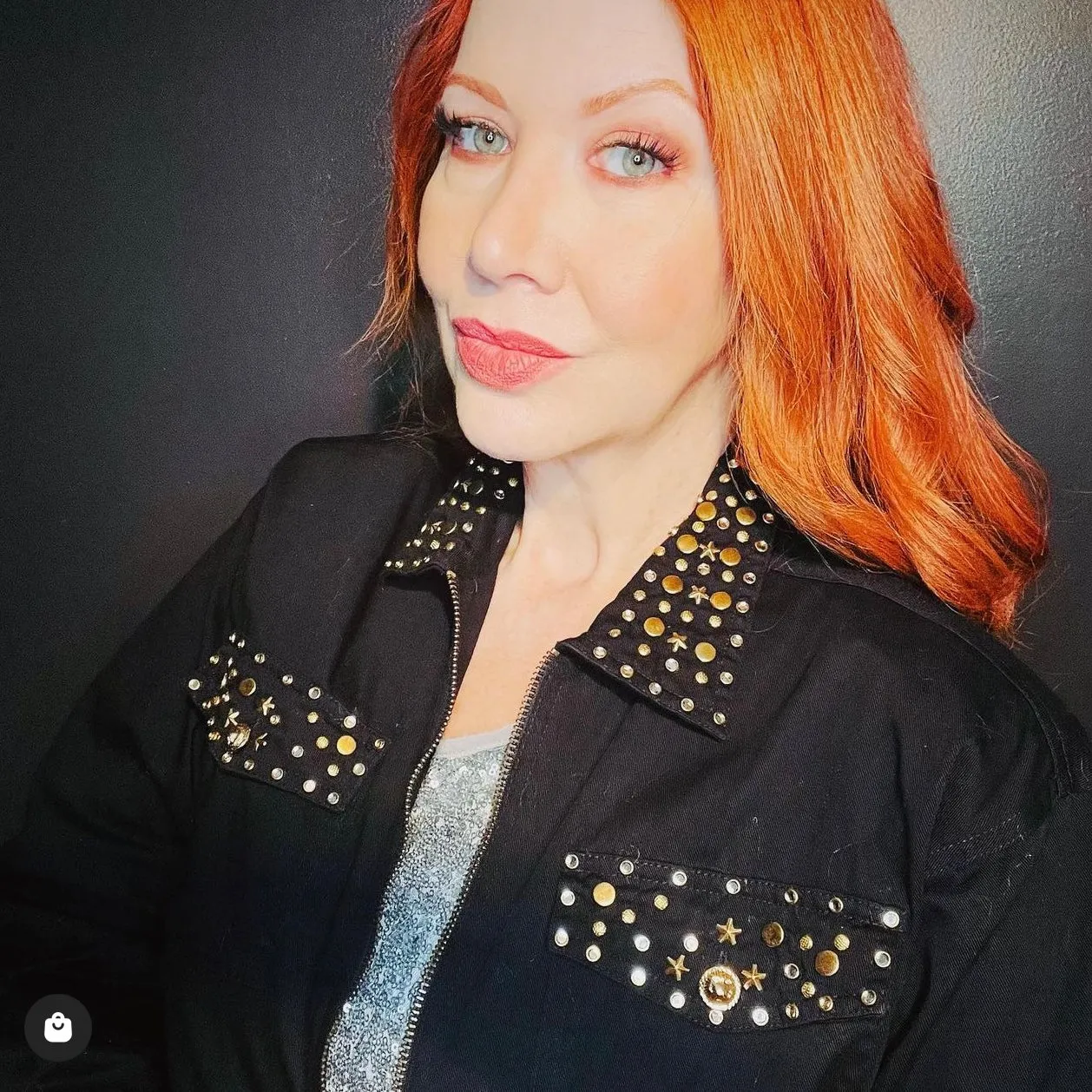 Vintage 1980s Gold-Studded Cotton Bomber Jacket