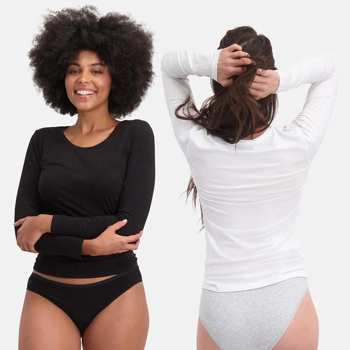 Voordeelbundel: T-shirts lange mouw Lara (4-pack) - Zwart en Wit