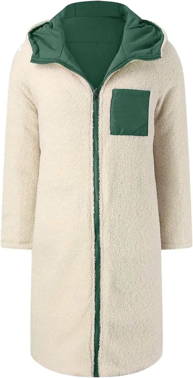 Winter Coats for Women Warm Faux Fur Lined Thicken Jacket Quilted Long Puffer Coat Hood Down Outerwear with Pockets