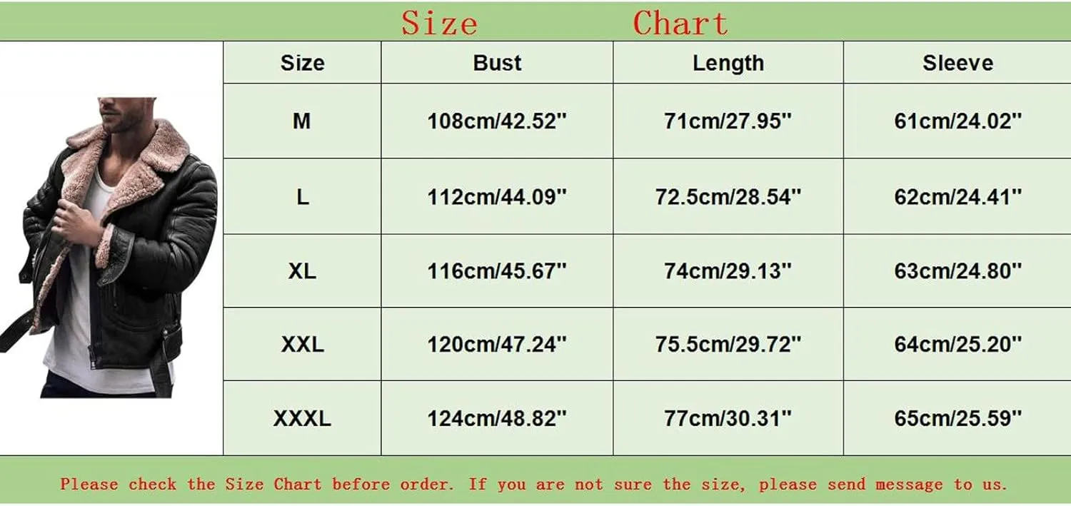 Winter Leather Jacket for Men Sherpa Lined Full Zip Lapel Fur Collar Jackets Casual Cropped Warm Fleece Cardigans Coats
