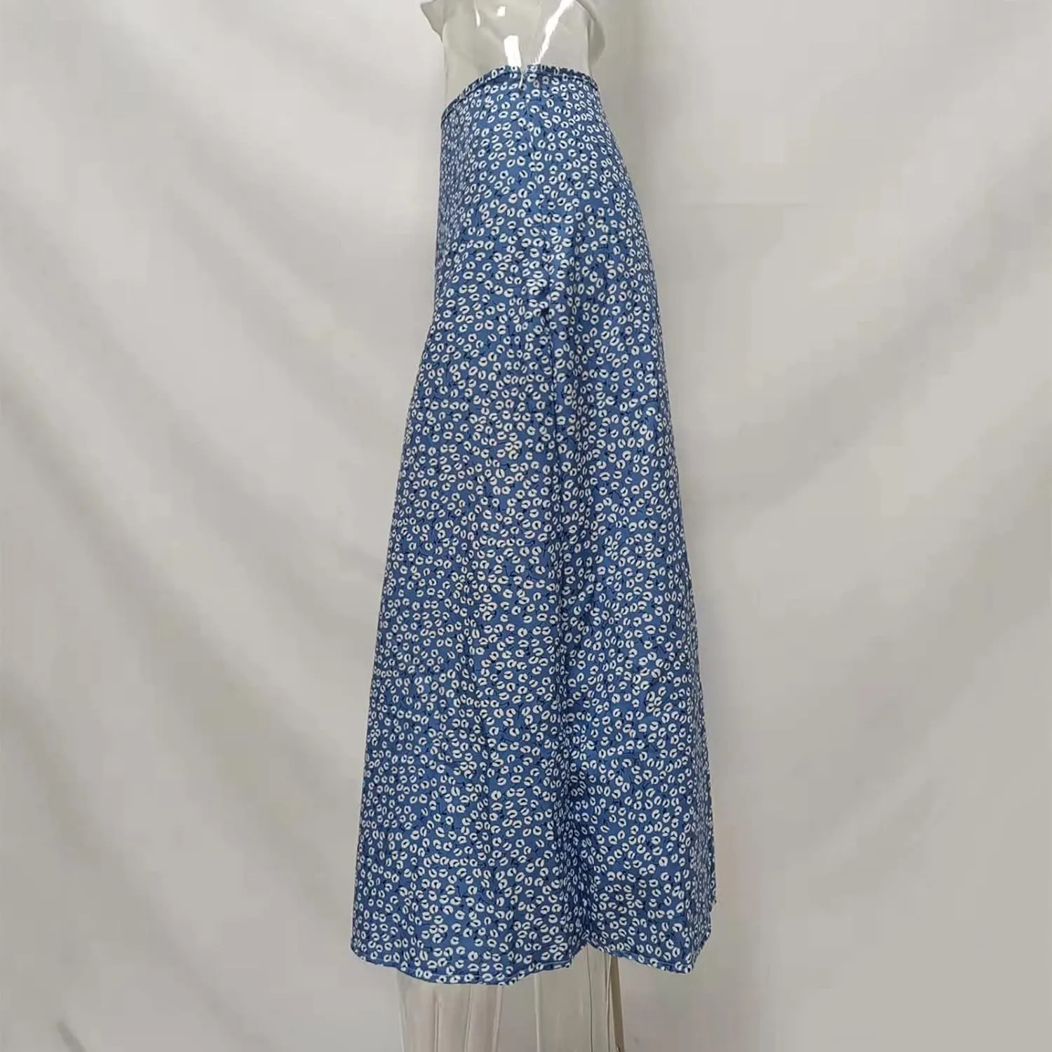 Women Floral Skirt with Slit Summer Beach Flowy Boho Midi Skirts Sexy High Waisted A-Line Skirts Casual Wraps Skirt Dresses